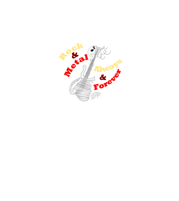 Csont Gitár Rock és Metál minta sötétkék pólón