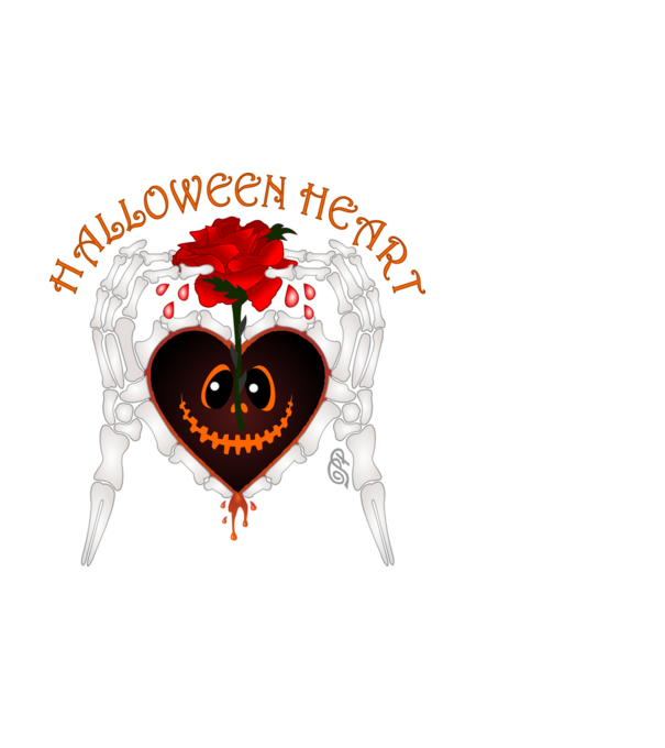 Halloween Szív minta fehér pólón