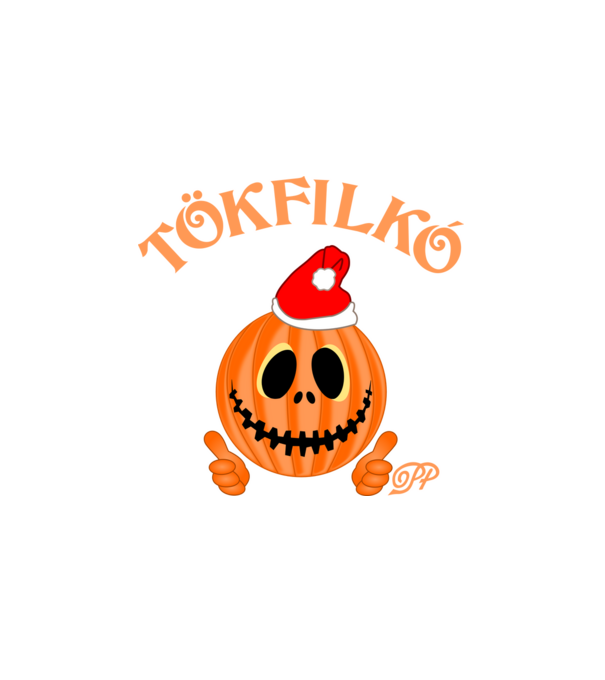 Téli Tökfilkó minta fehér pólón