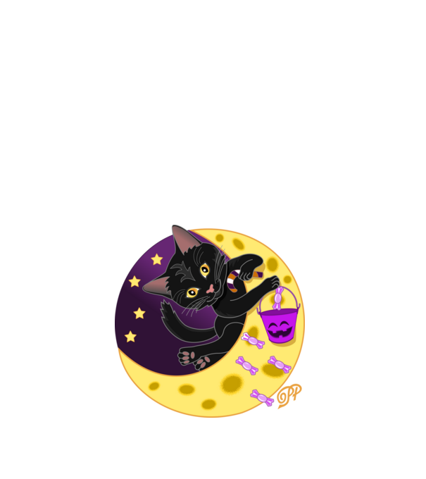 Fekete Halloweeni Cica minta fehér pólón