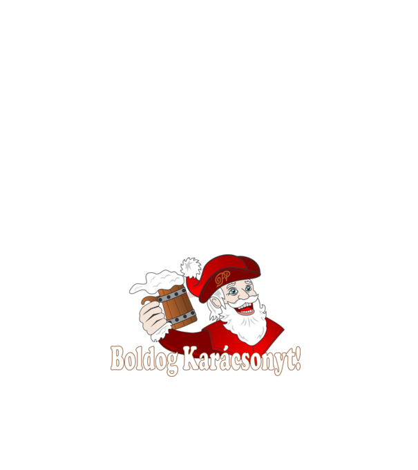 Boldog Karácsonyt Söröző Mikulás minta fehér pólón
