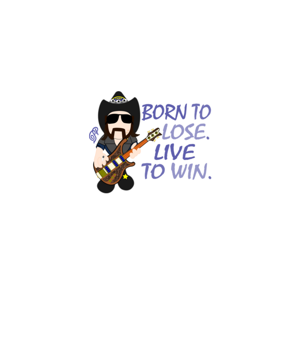 Lemmy a Győztes lila felirattal minta fekete pólón