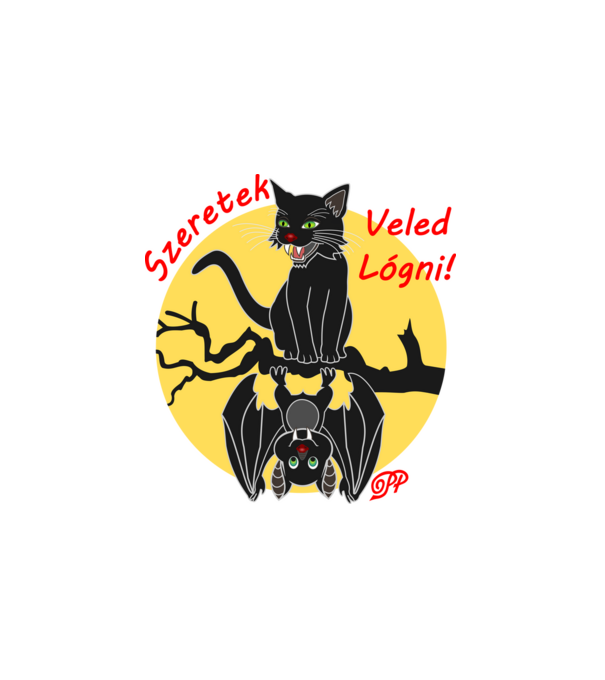 Halloweeni Cimborák minta fehér pólón