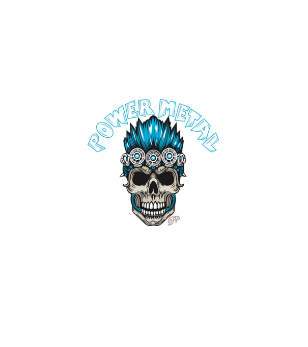 Power Metal Koponya minta szürke pólón