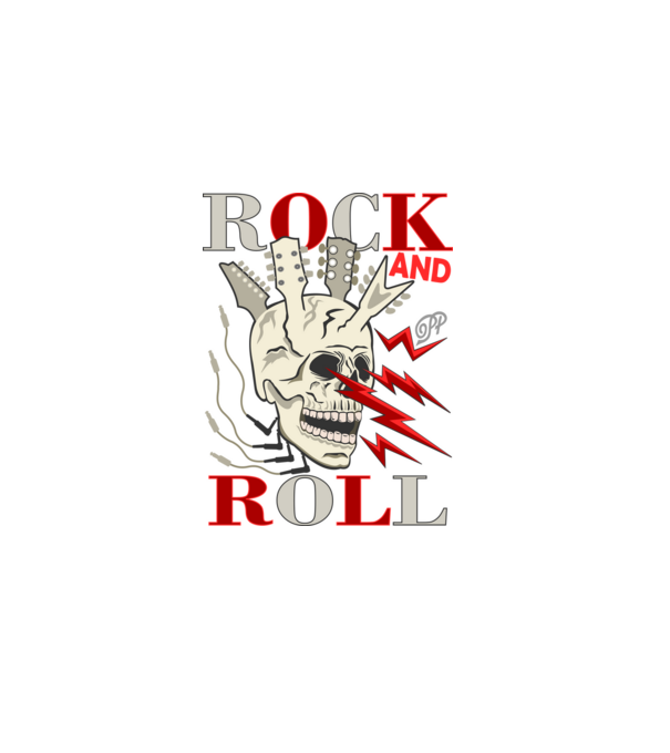Rock and Roll Villámló Koponya minta sötétkék pólón