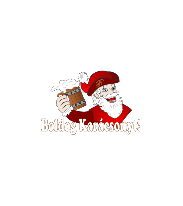 Boldog Karácsonyt Söröző Mikulás minta fekete pólón