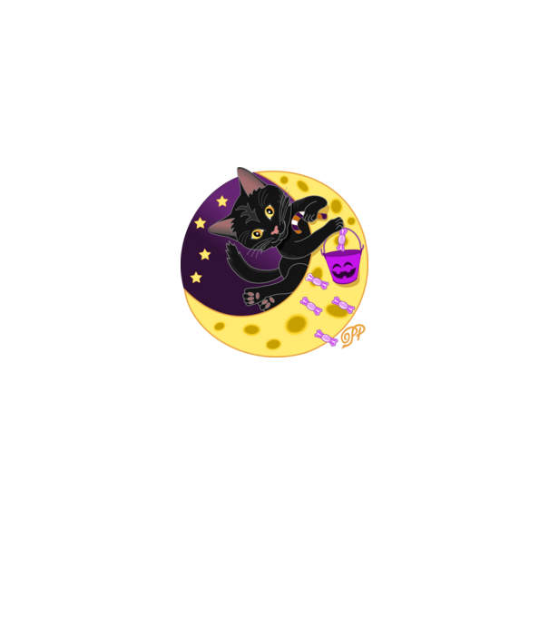 Fekete Halloweeni Cica minta királykék pólón