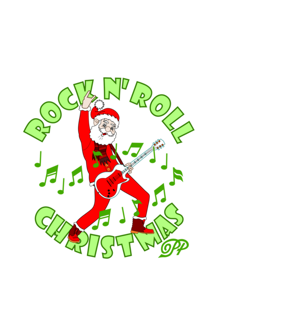 Rock Télapó minta fekete pólón