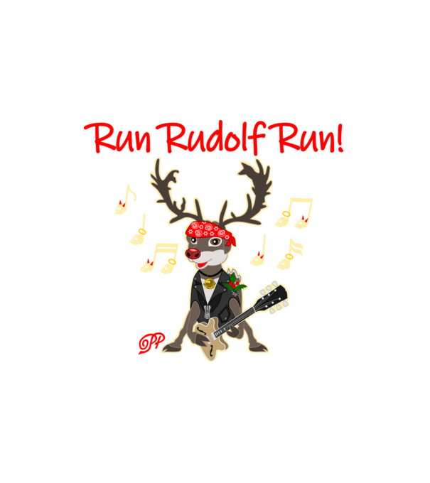 Run Rudolf Run Hangjegyes minta fehér pólón