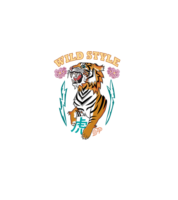 Vad Stílus Tigris minta sötétkék pólón