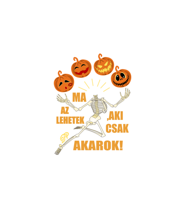 Halloweeni Csontváz minta fehér pólón