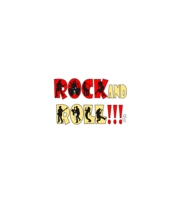 Rock and Roll Sziluett színes minta homokszín pólón