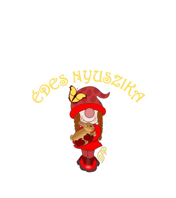 Édes Nyuszika Manó minta fekete pólón