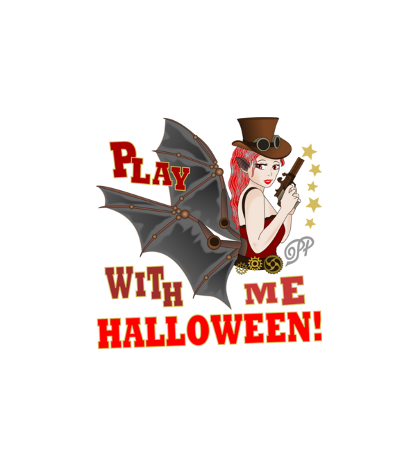 Játsz Velem Halloweent minta fehér pólón