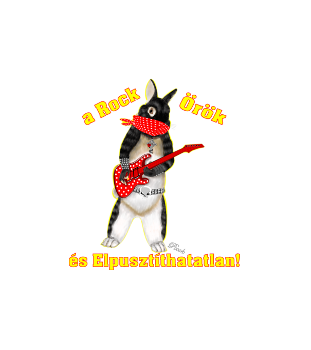 Rocker nyuszi pöttyös maszkban minta fehér pólón