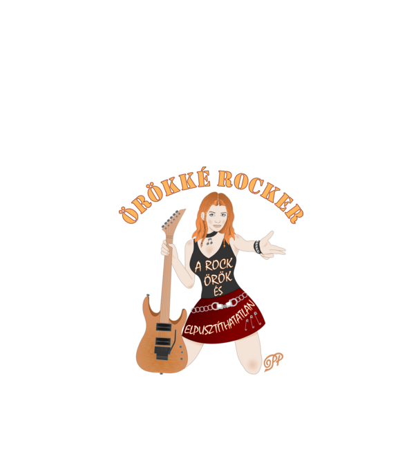 Örökké Rocker minta fekete pólón