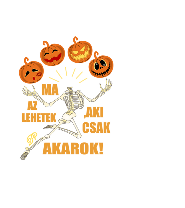 Halloweeni Csontváz minta fekete pólón