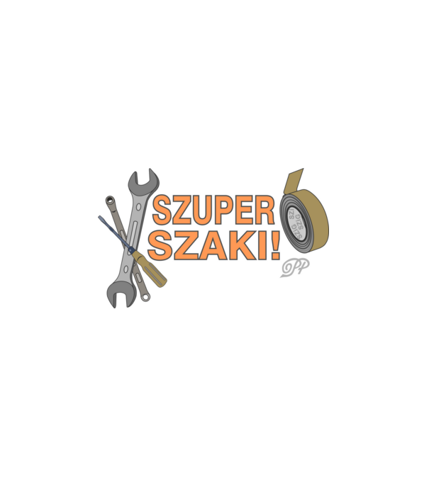 Szuper Szaki minta fehér pólón