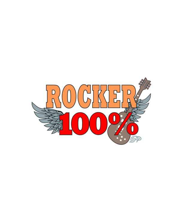 Száz Százalék Rocker Gitáros minta fekete pólón