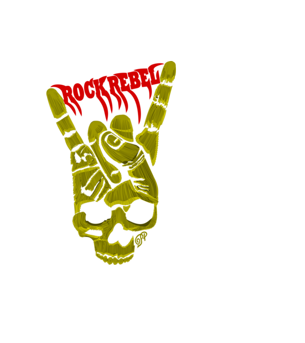 Rock Lázadó Koponya Kéz minta fekete pólón