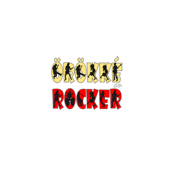 Örökké Rocker Sziluett minta farmerkék pólón