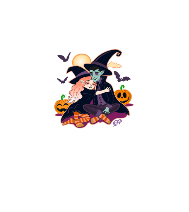 Halloweeni Pár minta fekete pólón