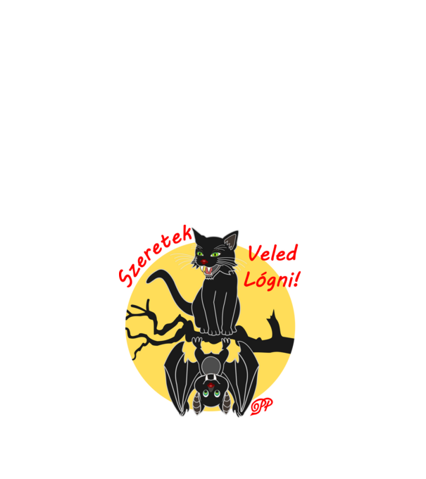 Halloweeni Cimborák minta fehér pólón