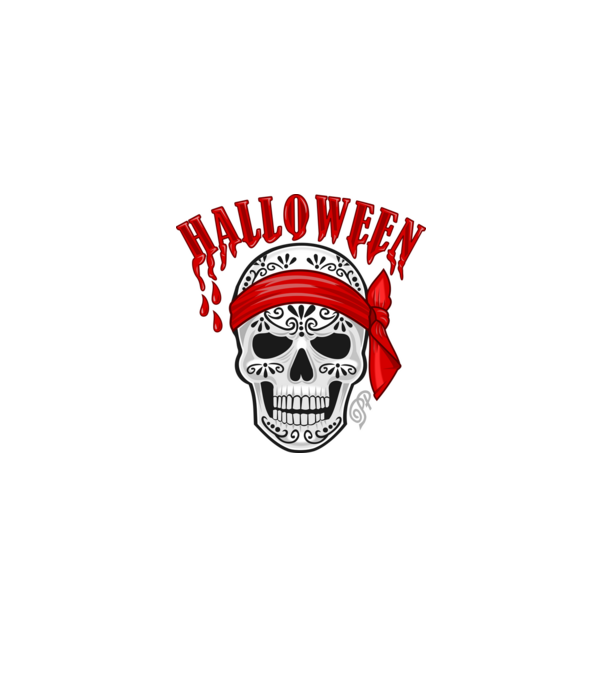 Halloween Koponya Kendős minta szürke pólón