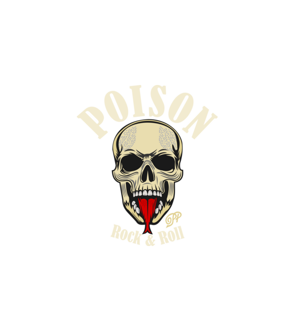 Poison Rock and Roll minta fehér pólón