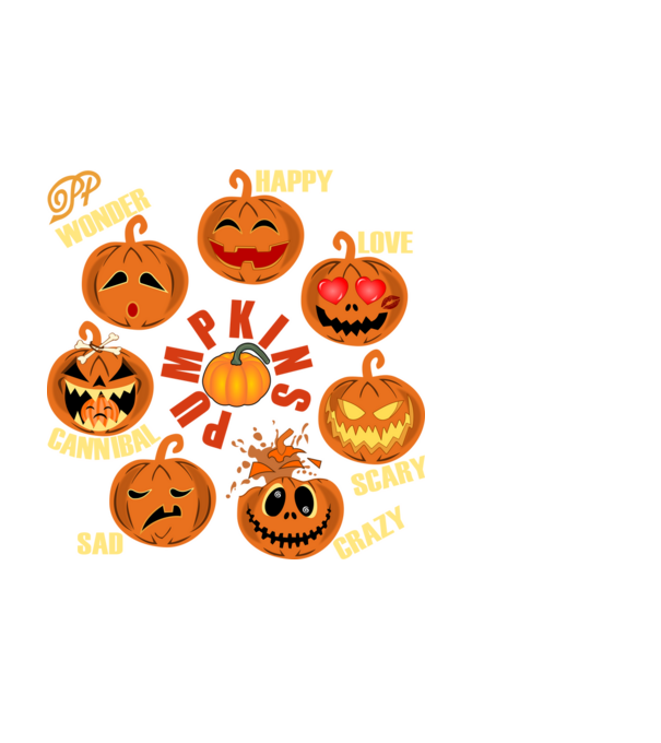 Halloween Lelke Töklámpások minta fekete pólón