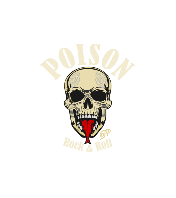 Poison Rock and Roll minta fehér pólón