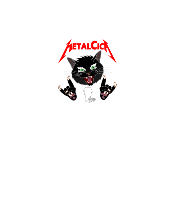MetalCica minta fekete pólón
