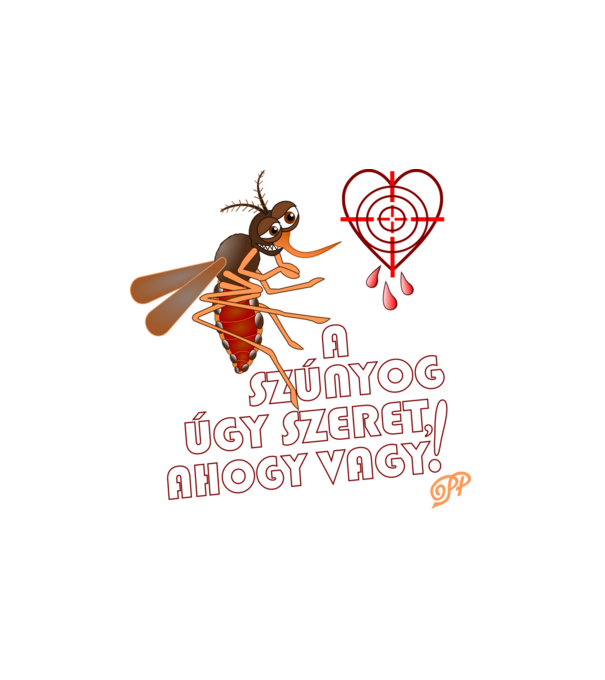 Szúnyog Szeretet minta fehér pólón