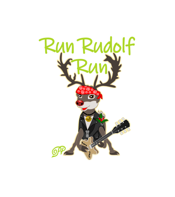 Run Rudolf Run Szarvas minta fehér pólón