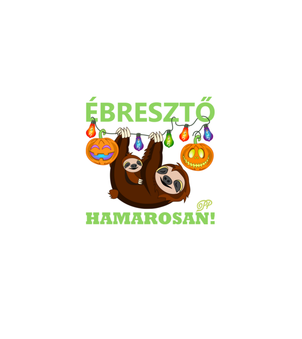 Ébresztő Hamarosan Halloweeni minta fekete pólón