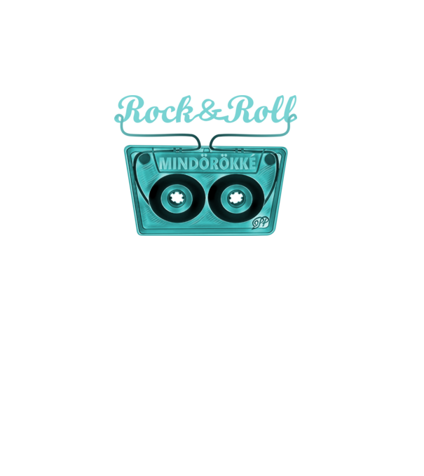 Rock & Roll Kazetta -kék minta fekete pólón