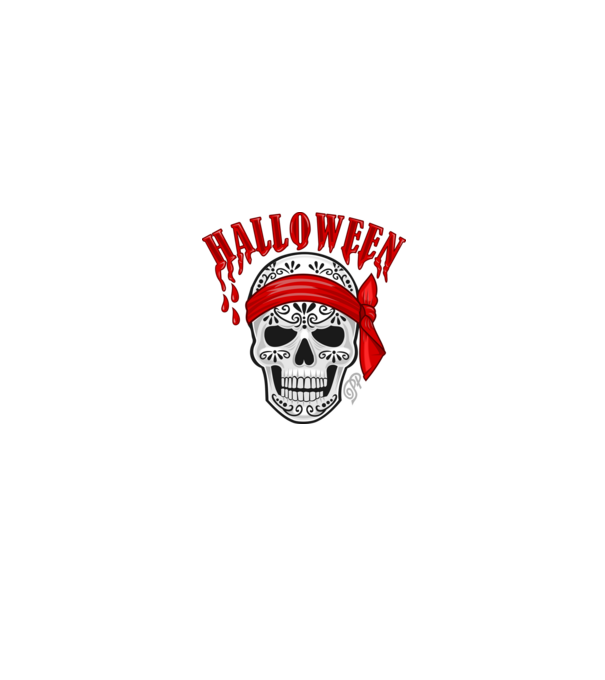 Halloween Koponya Kendős minta fekete pólón