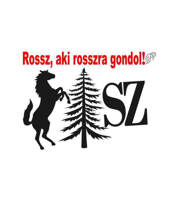 Ló Fa Sz fekete minta fehér pólón