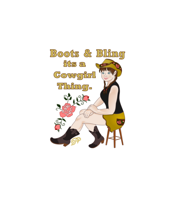 Cowgirl Dolog minta fehér pólón