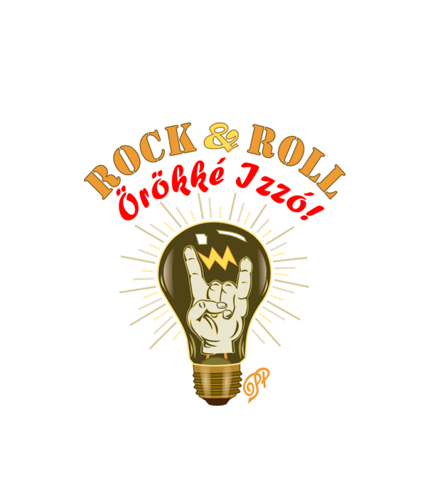 Rock and Roll Izzó minta fehér pólón