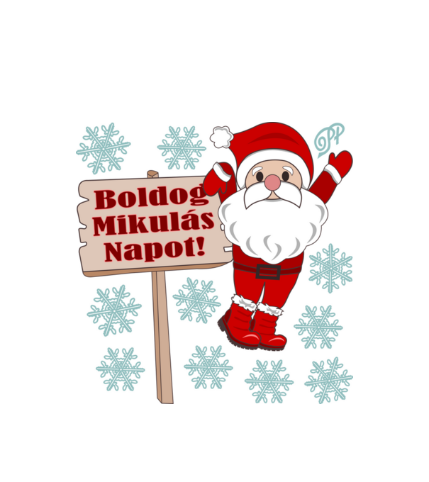 Boldog Mikulást minta fehér pólón
