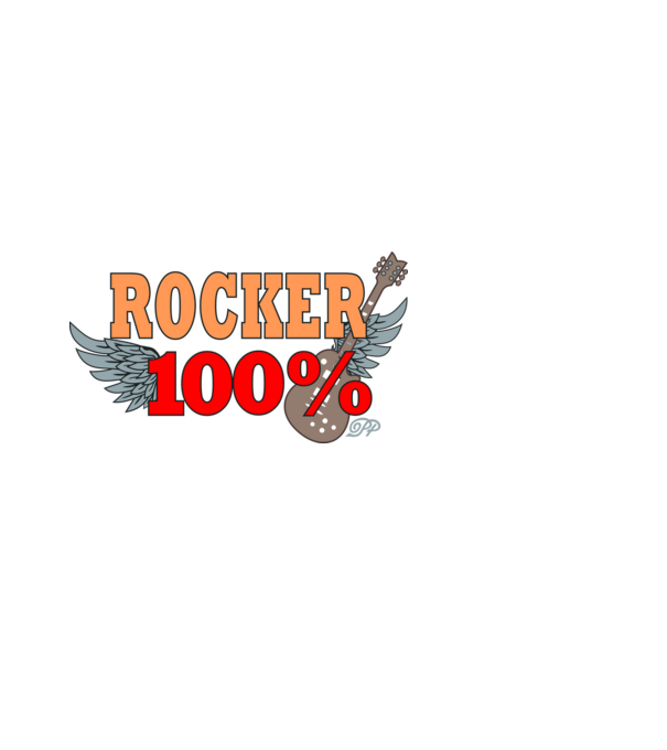 Száz Százalék Rocker Gitáros minta fekete pólón