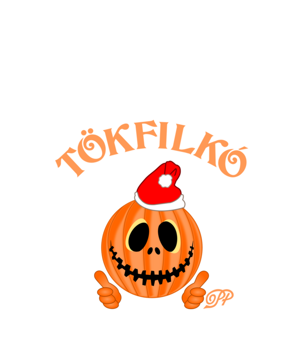 Téli Tökfilkó minta fehér pólón