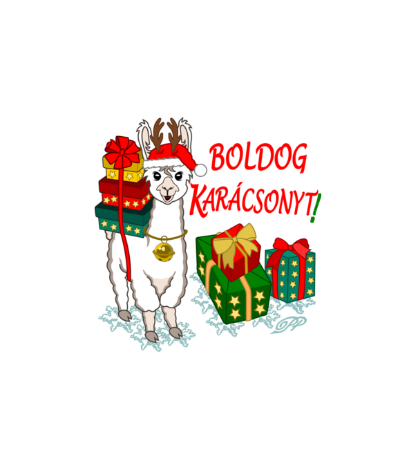 Boldog Karácsonyt Alpaca minta fehér pólón