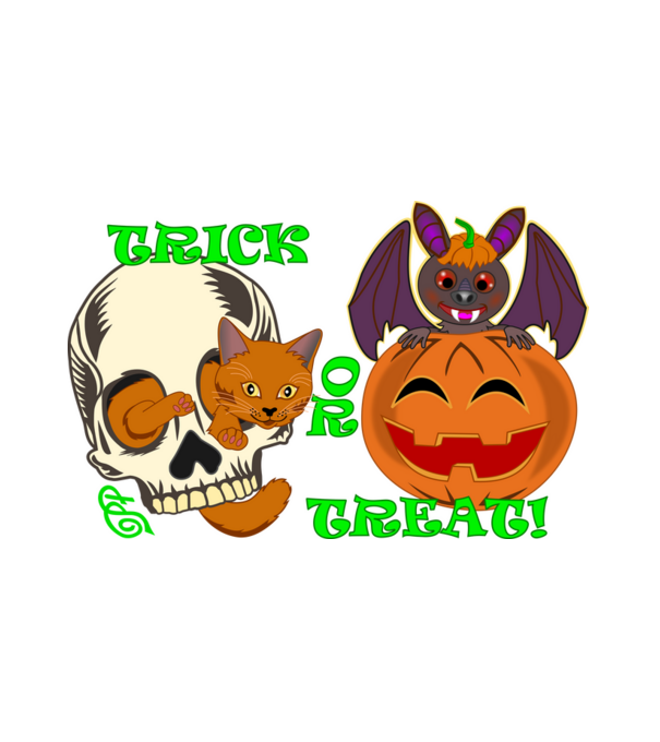 Trick or Treat Duó minta fehér pólón