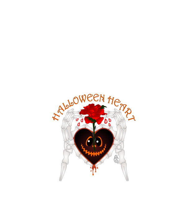 Halloween Szív minta fekete pólón