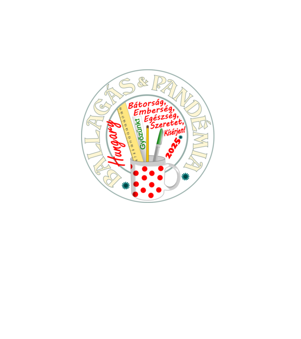 Ballagás és Pandémia Bögrés piros szöveggel minta fehér pólón
