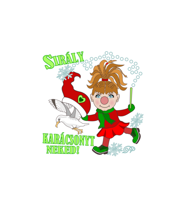 Sirály Karácsonyt Manó minta fehér pólón