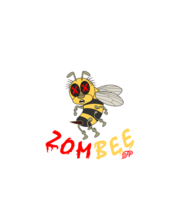 ZomBEE minta fehér pólón