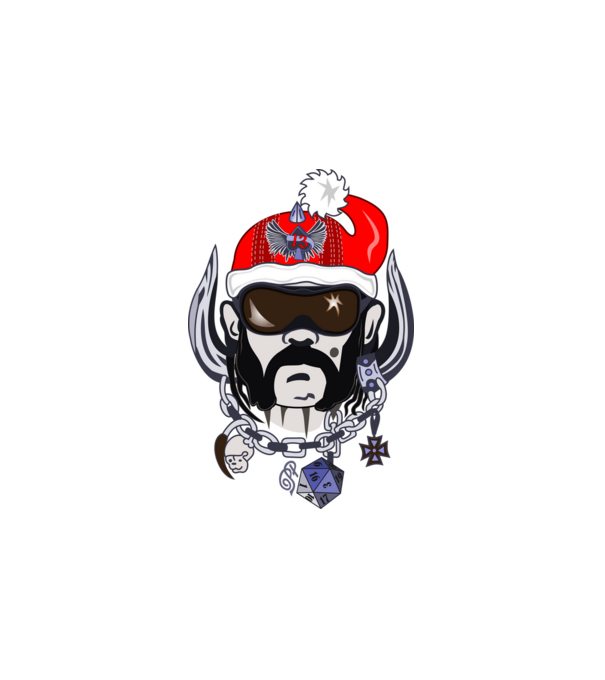 Lemmy Santa Head minta fehér pólón